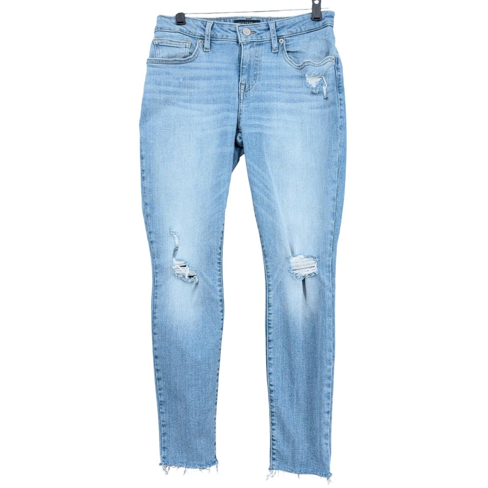 Lucky Brand Lolita Low Rise Skinny Jeans Women 6 28 Cotton Blue Distressed Ankle